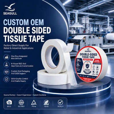 Nastro biadesivo in carta tissue con adesivo acrilico ad alta tack per laminazione